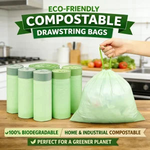 13 Gallon 40 Bags Household Products Biodegradable Compostable Drawstring Trash Garbage Bin Waste Bag Heavy duty