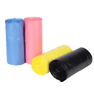 13-Gallon Clear Drawstring Trash Bag on Rolls PE Plastic Side Gusset Bag for Household and Industrial Use
