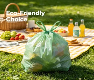 13 Gallon HDPE Plant Based Biodegradable Trash Bags REACH Certified Eco Friendly Disposable Bin Liners Home Waste Management
