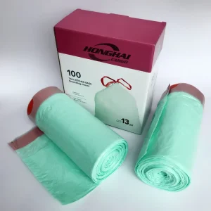 13 Gallon Heavy Duty HDPE PE Trash Bag with Drawstring Plastic Kitchen Waste Bin Bag on Rolls for Household Use
