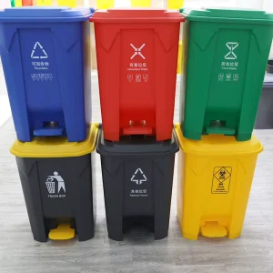 13 Gallon Plastic Waste Bin with Pedal Rubbish Classification Dustbin
