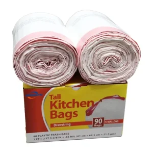 13 Gallon Trash Drawstring Bag Heavy Duty Trash Bags for Bathroom Unscented White Garbage Waste Bag