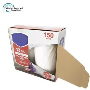 13 Gallons Tall Kitchen Trash Bags 100 Biodegradable PE Drawstring Bags Box Custom Boxes Heat Sealed Gusset Big Shape Home Use