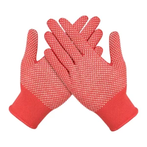 13G Polyester Safety Gloves White PVC Dotted Seamless Knitted Work Gloves Single Side for Handling