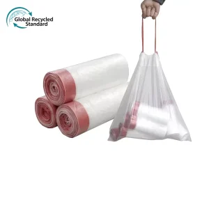 13Galllon easy tie handling wheat straw corn starch recycling plastic drawstring trash bag