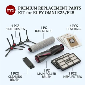 13pcs Replacement Accessory Kit for EUFY E28/E25 Omni HEPA Main Roller Brush Side Brush Roller Mop Filter Dust Bag Parts
