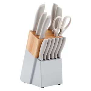 13pcs Stainless Steel Knife Set with Wooden Knife Block and Scissors