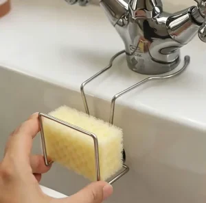 14*6*5.5Cm Metal Sink Caddy and Sponge Holder with Faucet Rack for Kitchen and Bathroom