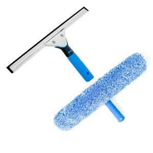 14 Inch Stainless Steel Shower Squeegee Long Handle Rubber Wiper Glass Cleaner for Window Hook Car