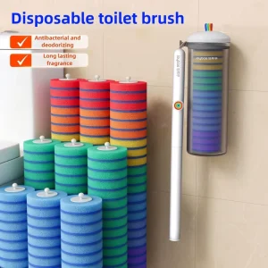 14 Replacement Plastic Sponge Head Refills Flexible Disposable Handheld Toilet Cleaning Brush Set