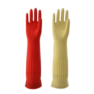 140g 45cm Reusable Soft Natural Rubber Gloves Waterproof Non Slip Long Household Latex Gloves for Kitchen Dishwashing Cleaning