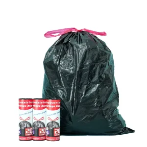 15/20 Count 13 Gallon Plastic Garbage Bags Unscented Black Large Drawstring Trash Bag for Kitchen Bathroom