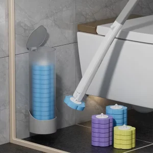 15 Pcs Refills Disposable Toilet Brush and Holder Set for Bathroom Toilet Cleaning Brush