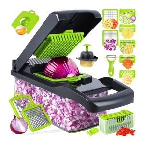 15-Piece Manual Plastic Vegetable Chopper, Cutter, Slicer, and Grater Set