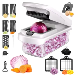 15-in-1 Manual Vegetable Cutter and Chopper Set with Stainless Steel Blade