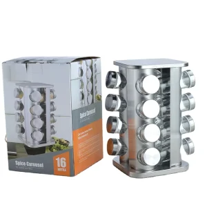 16-Cube Spice Rack with Spice Jars, Natural