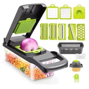 16-Piece Manual Stainless Steel Vegetable Chopper and Slicer Set