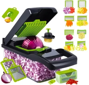 16-in-1 Commercial Vegetable Chopper Stainless Steel Blades PP Plastic Manual Kitchen Utensil