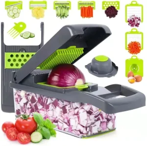 16-in-1 Handheld Vegetable Chopper Onion Cutter Potato Peeler and Fruit Slicer