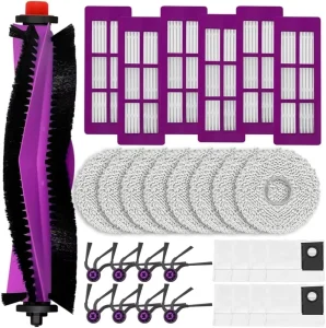17/31PCS Vacuum Accessories Includes Main Brush Side Brushes Dust Bags Mop Cloths 3.3L Dust Capacity
