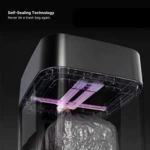 17L 4.5Gal Black Smart Trash Can Auto Bag Sealing & Changing Sensor Lid for Home Office Hotel Hospital