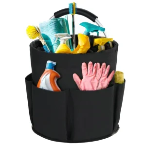 17L Cleaning Caddy with Handle Cleaning Organizer Caddy Foldable Storage Basket Portable Multi Cleaning Bucket Bag for Home