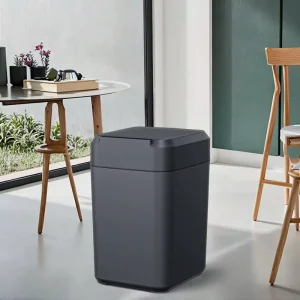 17L Large Capacity Smart Trash Can Black Minimalist Design Auto Packing Sensor Dustbin for Home