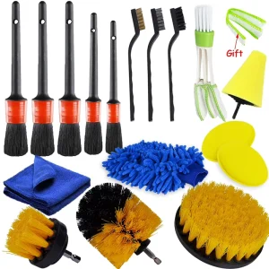 17PCS Car Dust and Dirt Cleaning Tool Kit Auto Detailing Brush Set Car Washer Cleaning Kit for Automotive Washing