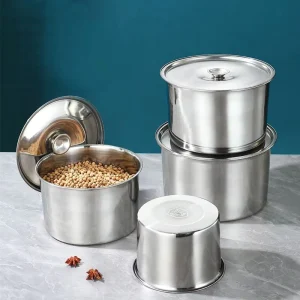 18 10 Stainless Steel Luxury Design Dishwasher Safe Eco Friendly Storage Jars for Oil and Spice in Restaurant Kitchens
