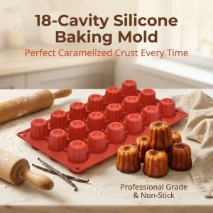 18-Cavity Nonstick Silicone Mold for Cake, Chocolate, Pudding, Cookies and Chocolate Bars