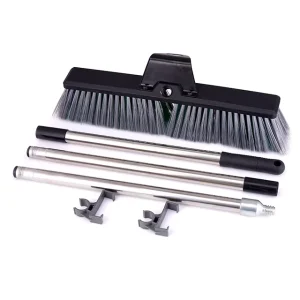 18″ Heavy Duty Factory Direct Cleaning Floor Soft Brush Hard Long Handle Push Plastic Broom