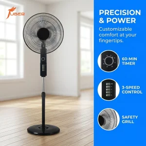 18 Inch 4 Speed Pedestal Fan with Safety Grill Manual Adjustable Height Oscillating Floor Fan
