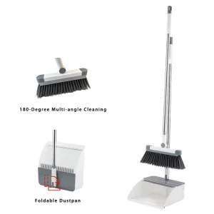 180 Degree Foldable Modern Eco Friendly Angle Broom and Dustpan Set with Plastic Handle Multi Angle Cleaning System