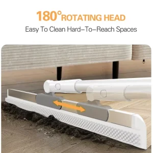 180° Rotating Extendable Steel Handle Squeegee Broom Lint Remover Brush for Kitchen & Bathroom Tile Floors