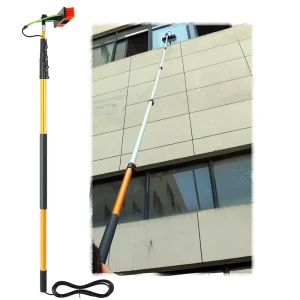 18FT Aluminum Telescopic Gutter Brush Water Fed Brush with Extension Pole Solar Panel Cleaning Tool for Window Glass Cleaning