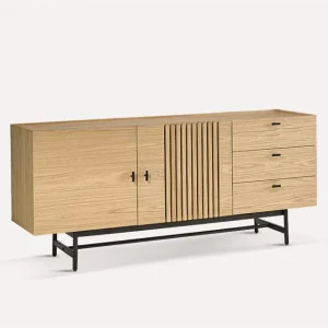 18mm Oak Veneer Sideboard with Black-Painted Legs
