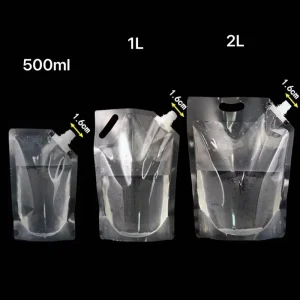 1L 2L Reusable Spout Pouch Stand Up Bag for Laundry Detergent, Liquid Cleaner, Refillable Leakproof Packaging Bag