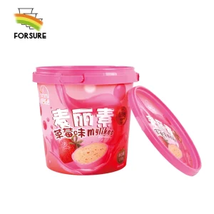 1L Plastic Buckets for Ice Cream Food Packaging with Lids Customer Logo Tamper Evident IML PP Plastic Box
