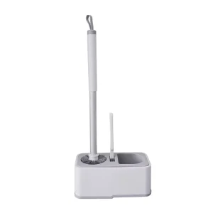 2 In 1 Wall Mounted Self Drying 360 Thick Bristle Extended Handle Split Box Crevice Cleaning Anti Tip PP Toilet Brush Set