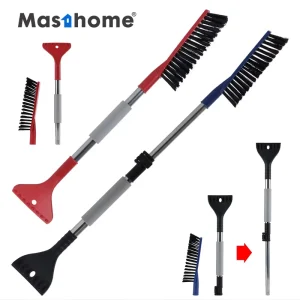2 Pack 2-In-1 Winter Car Ice Scraper Brushes for Vehicles PP Scraper EVA Grip Snow Removal Ice Scraper