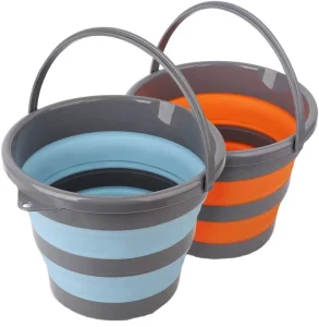 2 Pack Collapsible Plastic Bucket 10L Each Retractable Folding Space Saving Outdoor Garden Camping Portable Fishing Water (Blue)