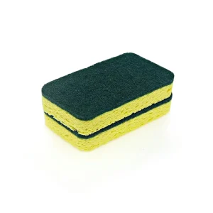 2 Pcs Kitchen Cleaning Scrub Clean Cellulose Sponge with Nylon Scourer