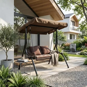 2-Person Outdoor Iron Metal Patio Canopy Swing Corrosion-Resistant