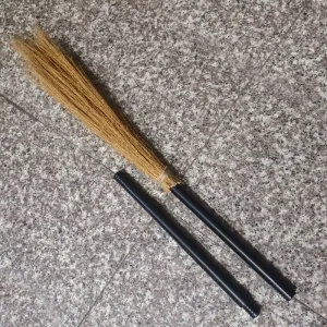2 Piece Detachable Halloween Witch Broom Wizard Cosplay Props Magic Funny Face Rattan Broomstick Party Decoration