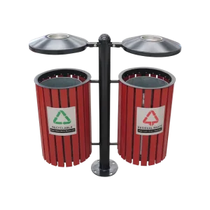 2 compartments classify Open air Garbage Bin Sorting Steel Rubbish eco Box Trash Basket Waste recycled container
