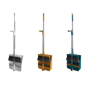 2 in 1 Broom and Dustpan Set Long Handle Folding 180 Degree Rotatable Floor Sweeping Tool for Home Office Cleaning