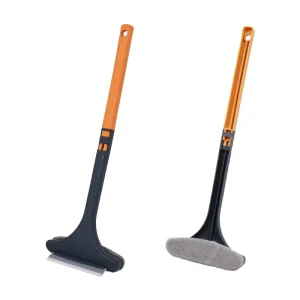 2 in 1 Eco Friendly Bathroom Shower Squeegee for Mirror and Window Cleaning with Hanging Hole and Space saving Storage