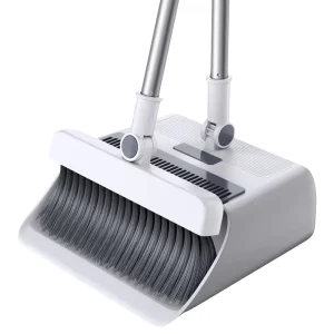 2-in-1 Extendable Broomstick Set PP Plastic Handle Hard Bristle Flagged Dustpan Mop Outdoor Use Adjustable