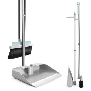 2 in 1 Floor Squeegee Brooms and Dustpans 360 Degree Rotatable Plastic Broom and Dustpan Set