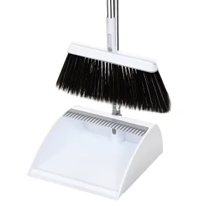 2 in 1 Foldable Broom and Dustpan with Soft Bristles and Plastic Handle